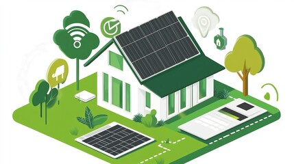 Flat vector energy grid model IoT nodes tracking consumption solar energy input and fault prediction