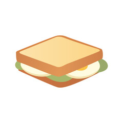 Vector Illustration of Egg and Lettuce Sandwich with Toasted Bread Isolated on White Background