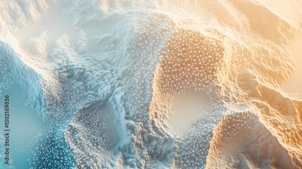 Poster abstract textured surface with interconnected points.
