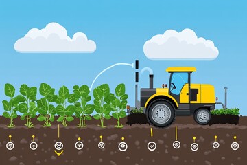 Flat vector of smart agriculture using IoT sensors irrigation soil monitoring and weather predictions