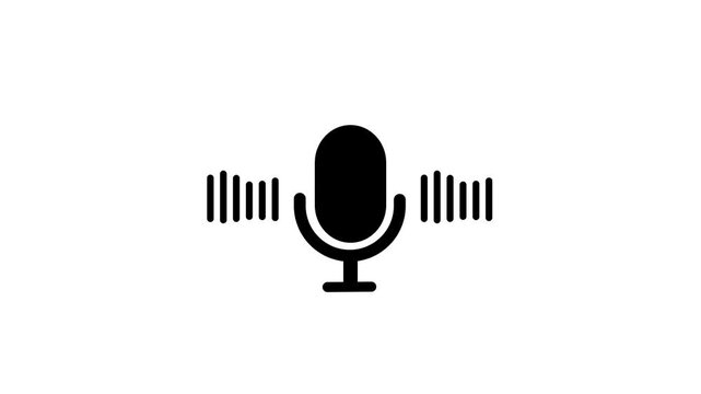 voice recording and podcast mic microphone button icon animation video. Audio microphone icon animation. - Powered by Adobe