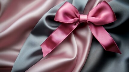 Elegant Silk Ribbon, A Luxurious Texture with a Delicate Pink Bow