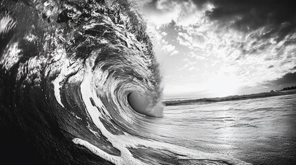 Monochrome Marvel, Capturing the Raw Power and Serenity of a Crashing Wave