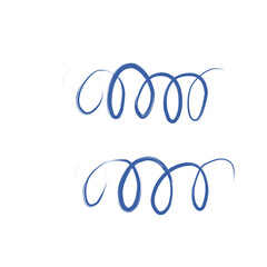 Obraz premium Two horizontal blue spiral lines, hand-drawn and slightly textured.