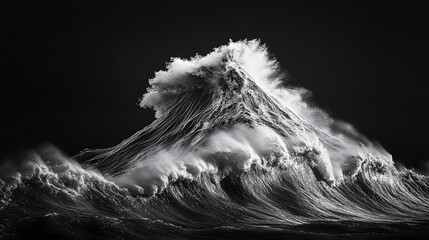 Monochromatic Majesty, A Powerful Ocean Wave in Striking Detail
