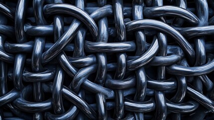 Detailed Close-Up of Interwoven Metal Links Creating a Strong Texture