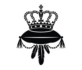 Crown Logo, Crown Icon, Crown Eps, Crown Vector, Royal Crown Silhouette Vector Black Icon on Cushion for Luxury and Royalty Themes.