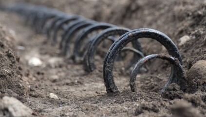 Rebar construction steel spiral on ground