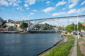 Dom Luis bridge and the River Douro in Porto, Portugal
