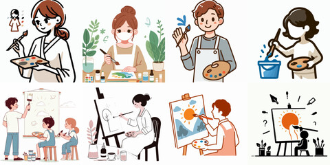 vector illustration of a person painting on a white background