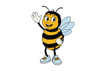 happy bee silhouette  Vector