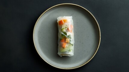 Fresh Spring Roll with Vegetables on a Plate