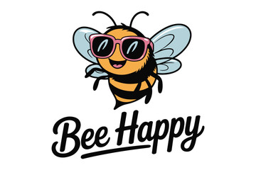 happy bee silhouette  Vector