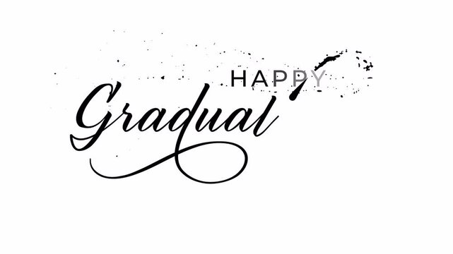 Happy Graduation handwriting text animation with sparkling light effects for social media posts and festive designs, Transparent background