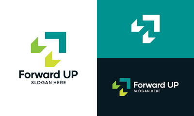 Forward grow logo design. Modern growth up concept vector design with abstract arrow symbol graphic icon