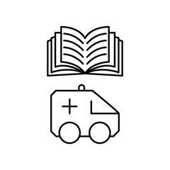 car ambulance manual book icon design