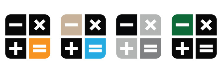 Math Vector Icon Set – Flat Design Symbols for Education and Calculation