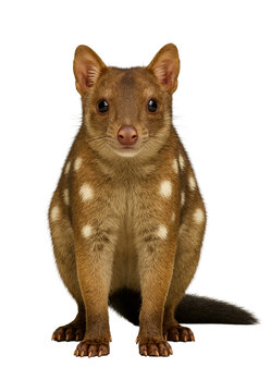 Eastern Quoll Sitting Facing Forward White Background