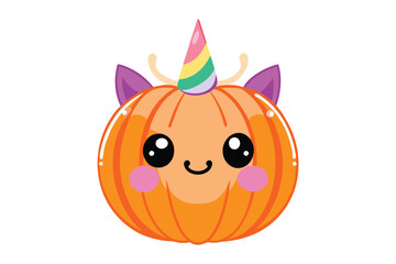 cute unicorn pumpkin illustration  Vector