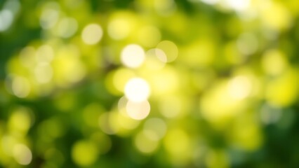 Obraz premium Vibrant Green Bokeh Background featuring sunlight filtering through lush foliage creating a soft blurry texture ideal for design projects and nature themed visuals.