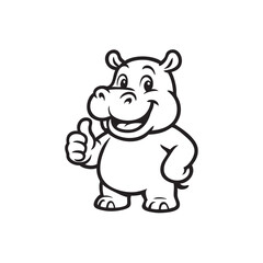 cute hippo mascot giving thumbs up