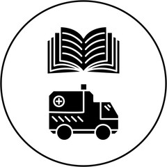 car ambulance manual book icon design