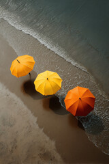 Naklejka premium Bright umbrellas on sandy beach