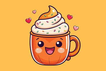cute pumpkin mug illustration  Vector