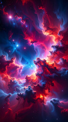 Fototapeta premium Vibrant cosmic nebula with stars and colorful clouds in deep space