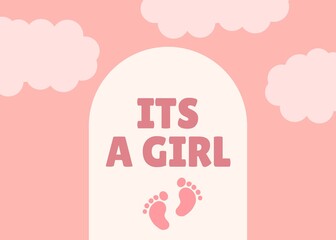 its a girl  baby shower card celebration design 