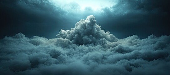 Dramatic cloudscape, ominous light piercing through