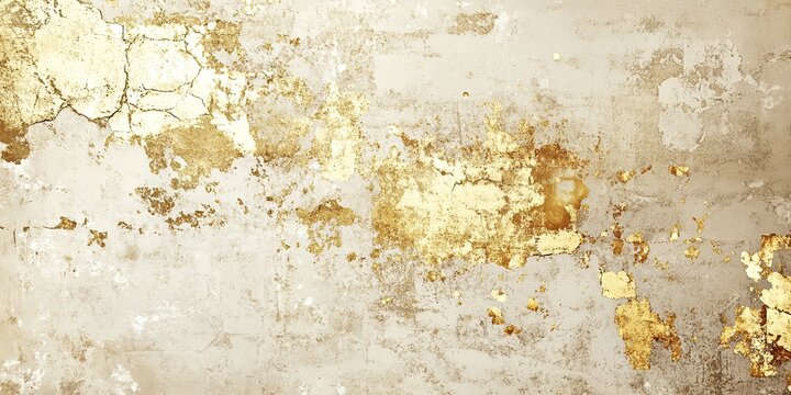 Aged beige wall with gold leaf flecks