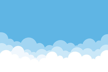 Cute fluffy clouds on blue sky background for border banner 