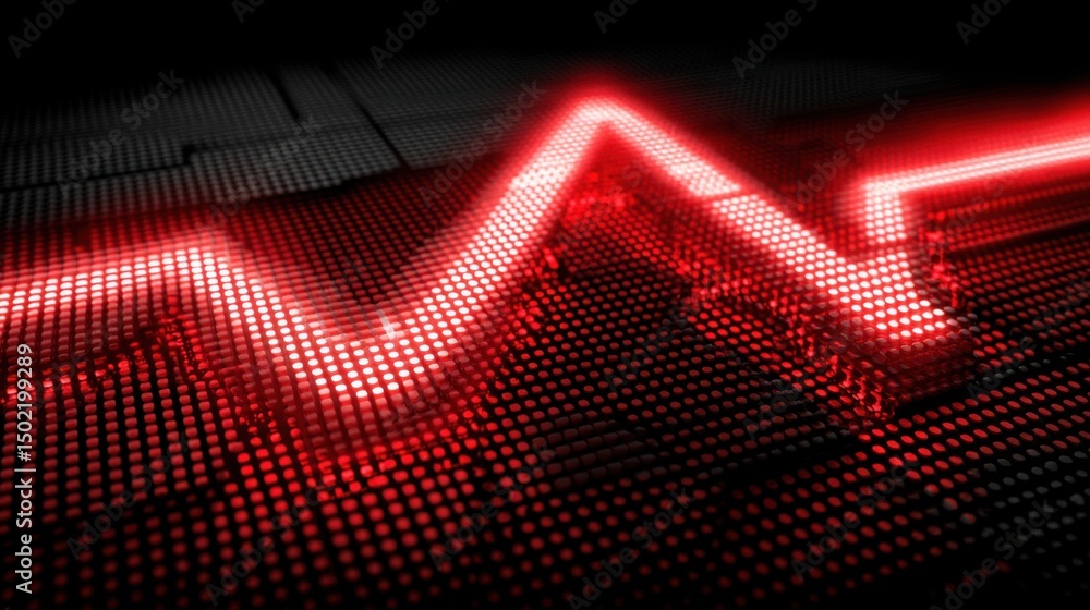 Poster red arrow on black background representing technical analysis advantage in trading with charting tec