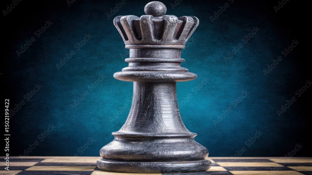 Poster elegant chess piece on a classic chess board symbolizing timeless strategy and the value of consiste
