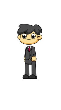 Surprised Businessman Cartoon. Chibi Office Reaction in 4K. Greenscreen Animation Clip 