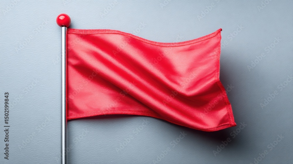 Poster bright red flag on a plain background representing low activity and the concept of tracking disengag