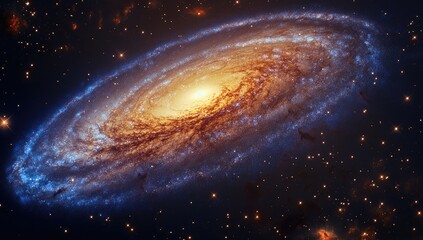 Obraz premium Colorful Swirling Galaxy with Vivid Nebulae in Deep Space