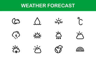 Weather Forecast Icons. Clean Vector Designs for Climate and Temperature Apps