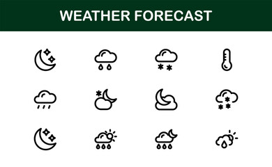 Weather Forecast Icons. Clean Vector Designs for Climate and Temperature Apps