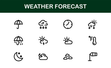Weather Forecast Icons. Clean Vector Designs for Climate and Temperature Apps