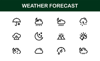 Weather Forecast Icons. Clean Vector Designs for Climate and Temperature Apps
