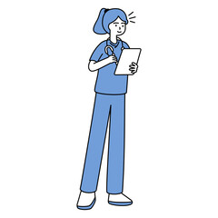outline vector illustration of nurse with random pose