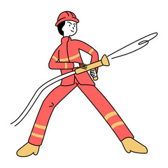 Outline vector illustration of a firefighter