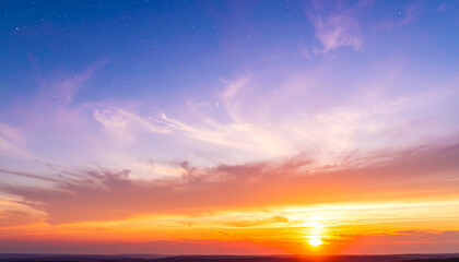 Fiery Orange Sunset Dramatic Sky Background Image