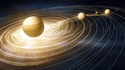 An artistic depiction of a planetary system with planets orbiting a central star