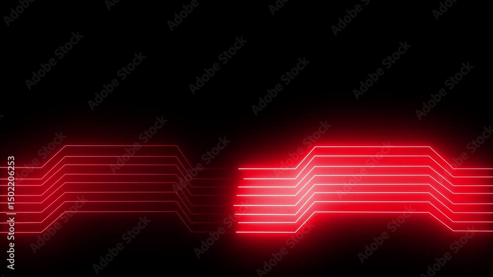 Aufkleber abstract glowing neon futuristic circuit line animation on black background. abstract blue technolog