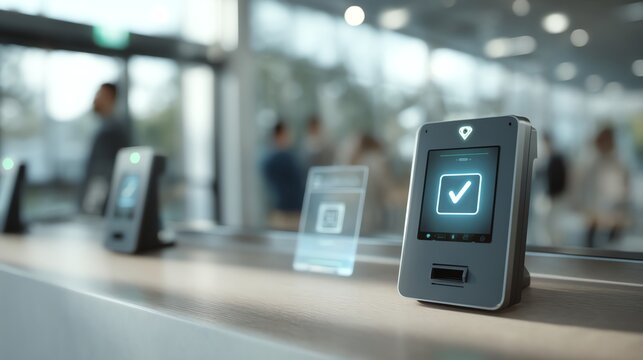 A sleek modern biometric terminal for secure access, featuring advanced fingerprint scanning, smart design, and high-tech efficiency for offices.