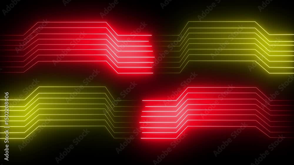 Aufkleber abstract glowing neon futuristic circuit line animation on black background. abstract blue technolog