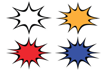 comic blast bomb bang boom burst explosion set. Starburst. Bomb blast. Big explosion. Abstract comic book explosion flash.